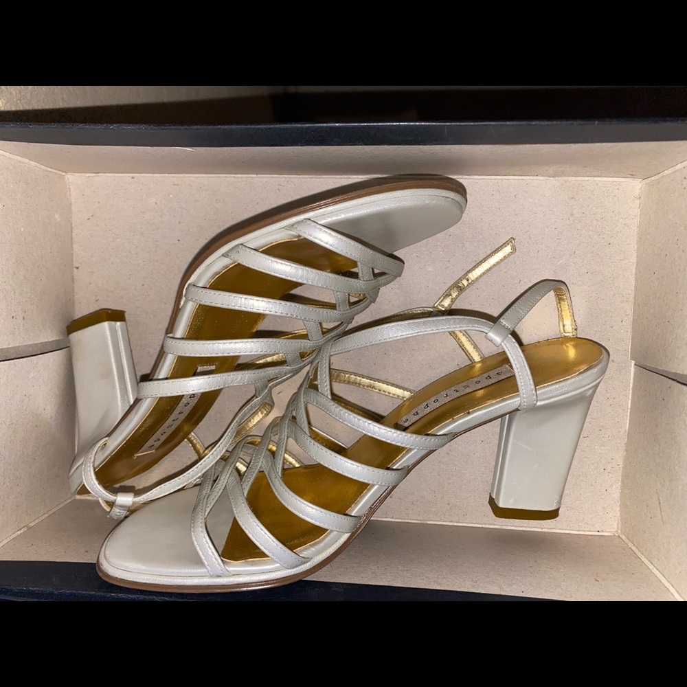 Vintage White Strappy Heels. Sz 6.5